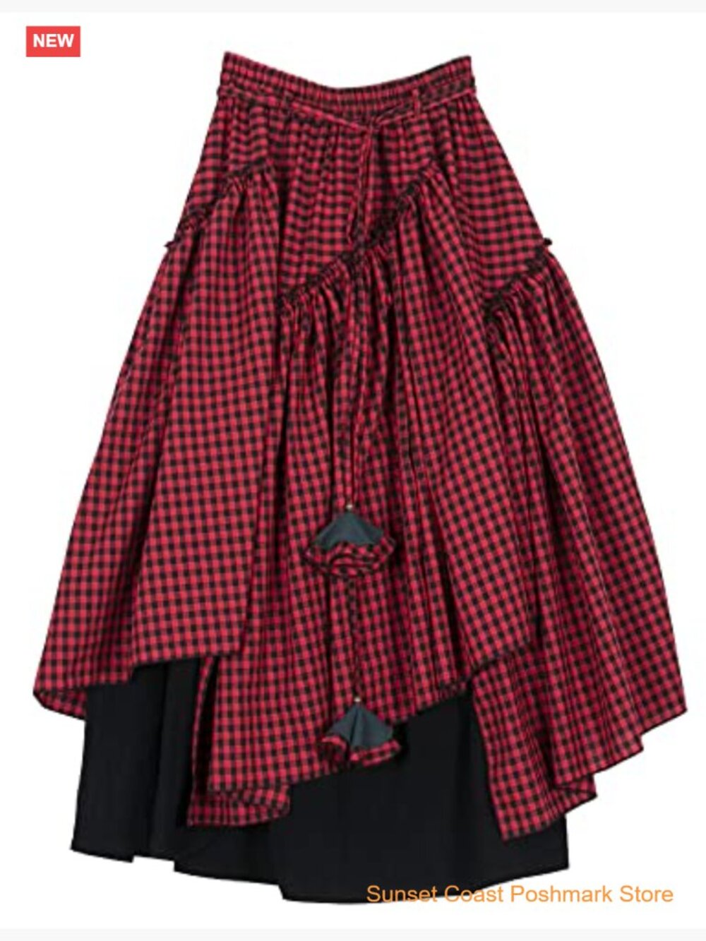 Womens Elastic Waist A-Line Cotton Lined Retro Maxi Pleated Long Skirts - Picture 3 of 5